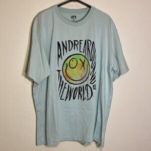 Uniqlo x UT Andre Saraiva Around the World Graphic T Shirt Men's XL Blue Cotton